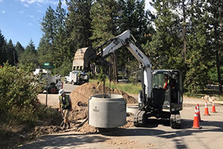 Installing culvert storm drain